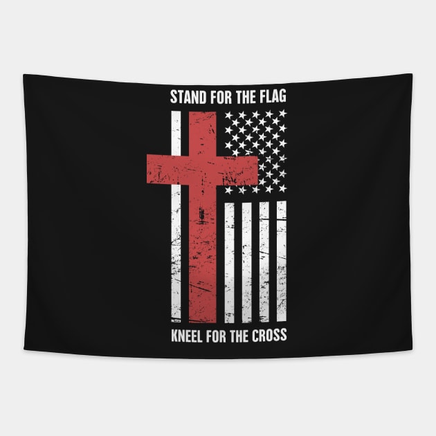 Stand For The American Flag, Kneel For The Christian Cross Tapestry by MeatMan