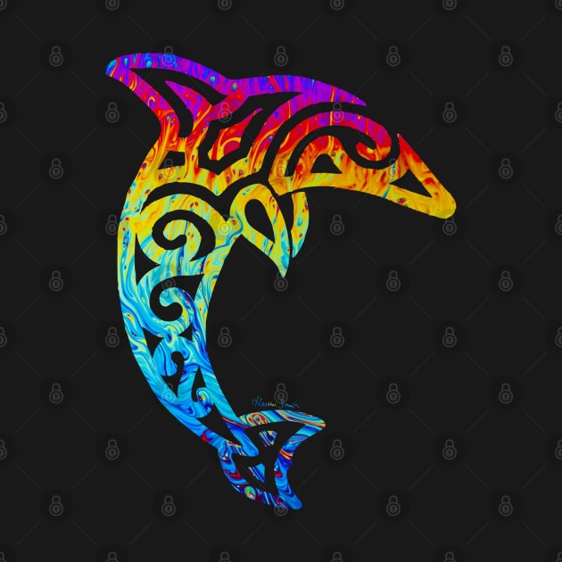 Iridescent Tribal Dolphin by artsytoocreations