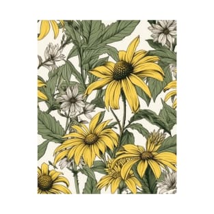 Black-Eyed Susan Flower Pattern - Wildflower Illustration T-Shirt