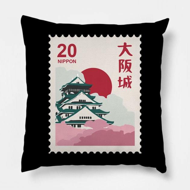 Japan temple stamp Pillow by DesignIndex