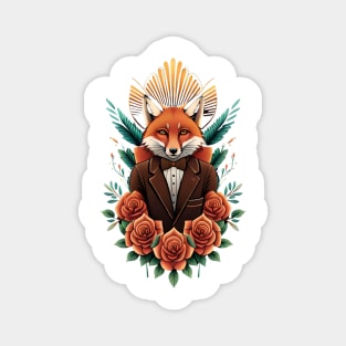 Fox and flowers tattoo style 6 Magnet