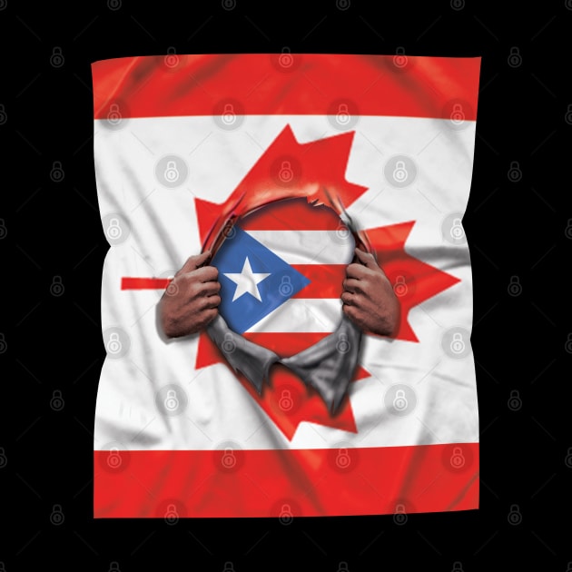 Puerto Rico Flag Canadian Flag Ripped - Gift for Puerto Rican From Puerto Rico by Country Flags