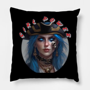 Girl power Retro pirate girl Pillow