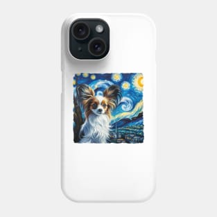 Starry Papillon Dog Portrait - Pet Portrait Phone Case