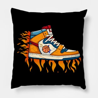 Burning Basketball Shoe Art Pillow