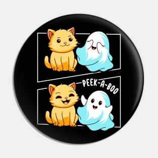 Funny Cat Pun Peek A Boo Men Kids Women Halloween Pin