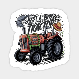 Tractor Enthusiast: Just a Boy Who Loves Tractors Magnet