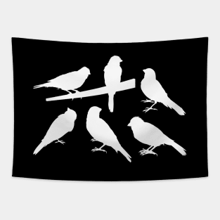 Singing Pet Bird Silhouettes White Tapestry