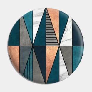 Copper, Marble and Concrete Triangles with Blue Pin