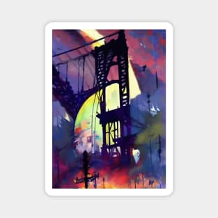 Abstract painting Manhattan bridge Magnet