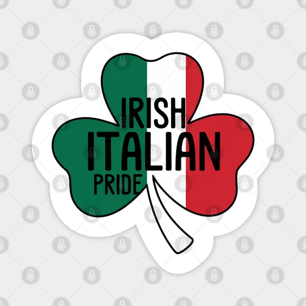 Irish Italian Pride Dual Heritage Shamrock, Flag Design Magnet by Pixel Threads 