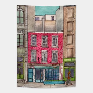 Tribeca Manhattan New York City Art Print - Iconic Tiny's 135 and The Bar Upstairs Tapestry