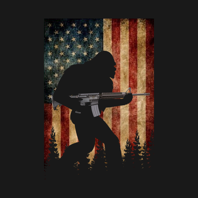Bigfoot Sasquatch AR-15 American Patriotic Flag - Bigfoot Ar 15