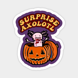 Retro Surprise! It’s Baby Axolotl Pumpkin Happy Halloween Axolotl Pet in Halloween Costume Magnet