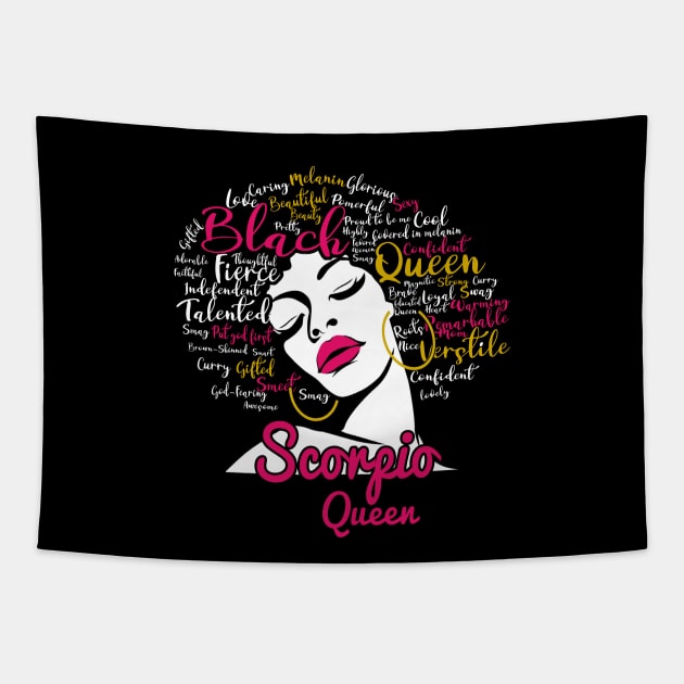 Scorpio Queen Funny Birthday Gift for Black Women Girl Tapestry by easleyzzi