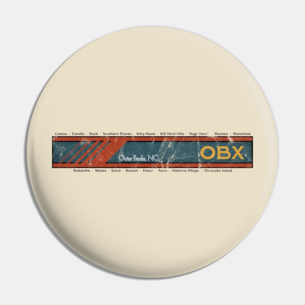 OBX Towns Dark Text Distressed Pin by YOPD Artist