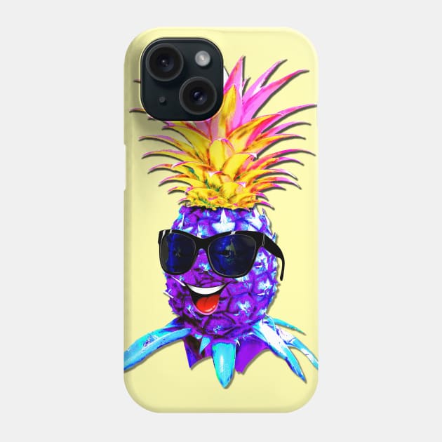 Pineapple Ultraviolet Happy Dude with Sunglasses Phone Case by BluedarkArt