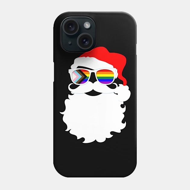 Santa Claus LGBTQ Progress Pride Flag Sunglasses Phone Case by wheedesign
