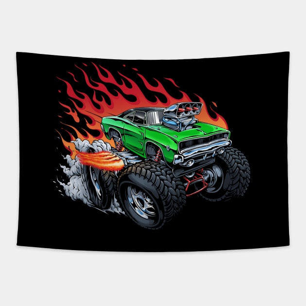 The Beast On Fire Tapestry by Aiqkids Design