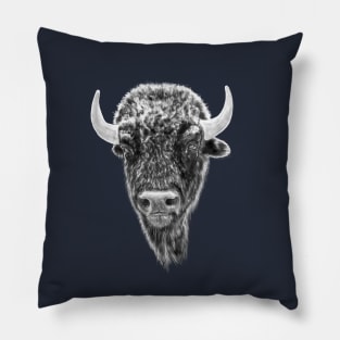 Buffalo Head Portrait Pillow