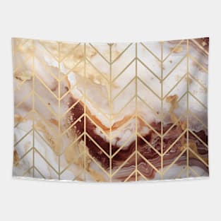 Rose & Gold Marble Chevron Tapestry