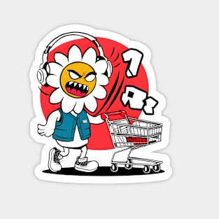 Angry Grocery Flower Cartoon Magnet