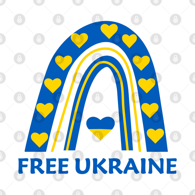 Free Ukraine Ukrainian rainbow flag with hearts by yasminepatterns