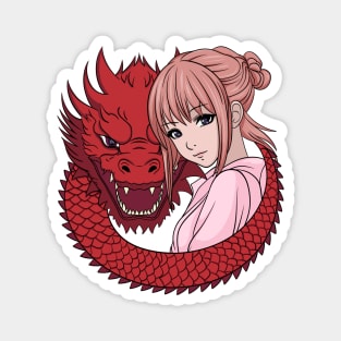 Anime Girl with Dragon Magnet