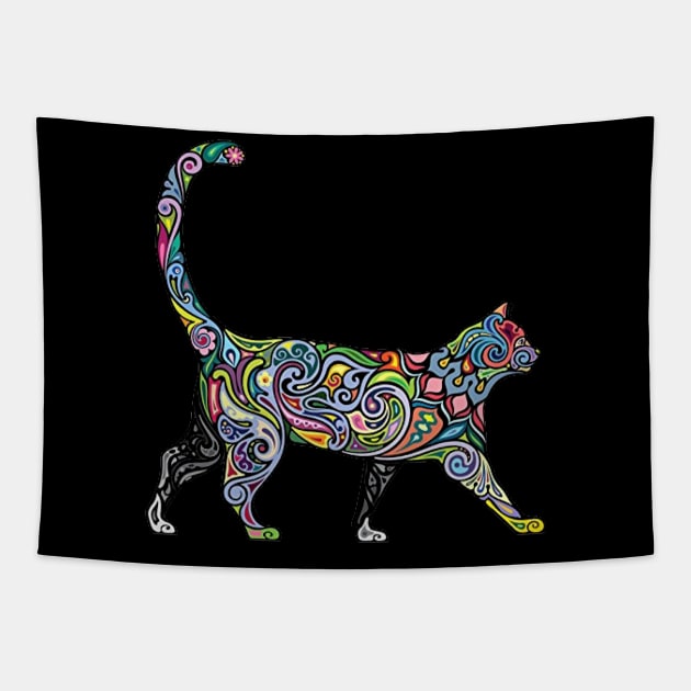 Trippy Cat Tapestry by kasmarkdsg