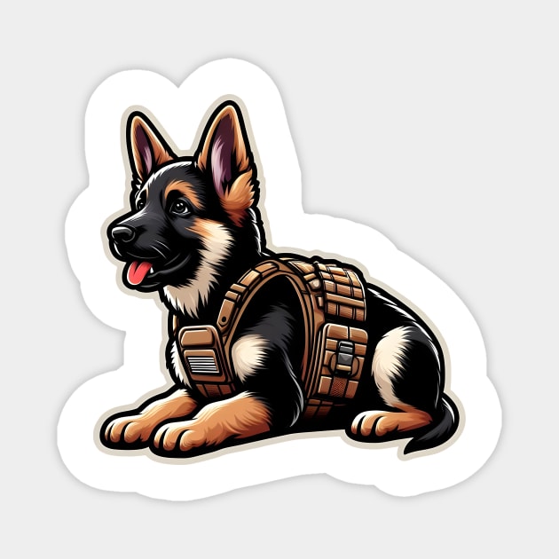 Tactical German Shepard Puppy Magnet by Rawlifegraphic