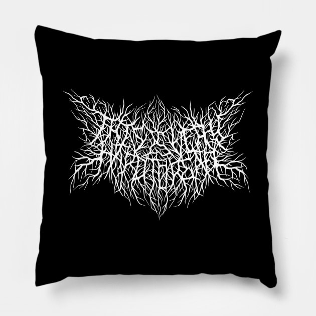 This is Very hard to Read Metal Logo Pillow by jonah block