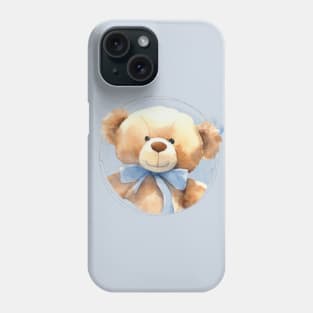 Cute Baby Boy Teddy Bear With A Blue Bowtie Phone Case