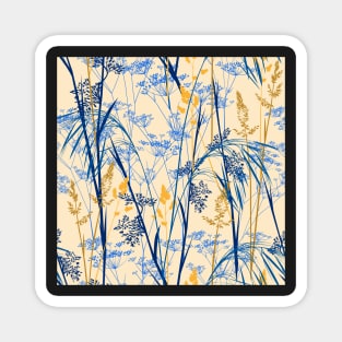 Wild grasses - beige-blue Magnet