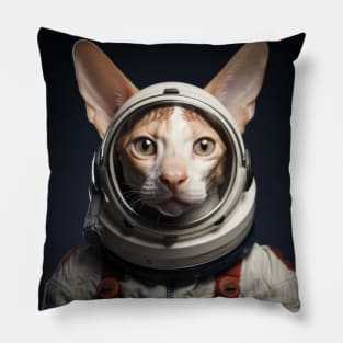 Astronaut Cat in Space - Cornish Rex Pillow