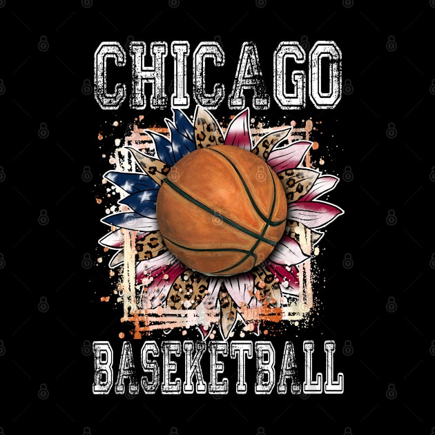 American Flag Personalized Chicago Proud Name Basketball by Irwin Bradtke