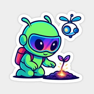 Nurture the Stars – Cute Alien Plant Art | Wholesome Cosmic Growth Tee Magnet