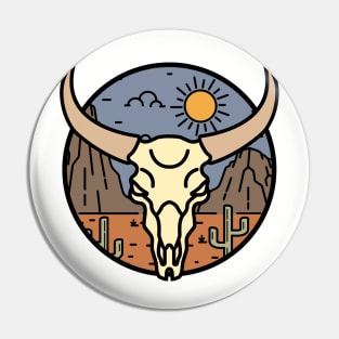 Western Desert Cow Skull Scene Pin