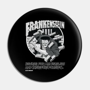 Frankenstein Mary Shelley Quote Black and white retro Design Pin