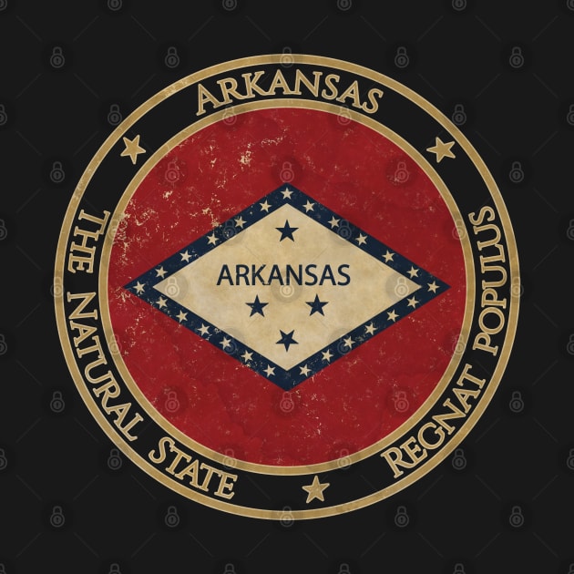 Vintage Arkansas State USA United States of America American Flag by DragonXX