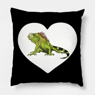 Iguana Heart for Iguana Lovers, White Pillow