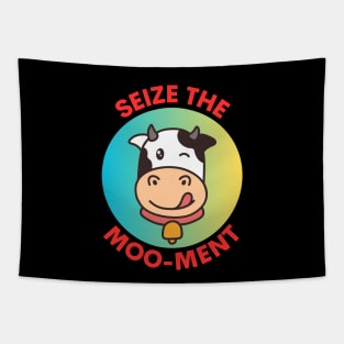 Seize The Mooment | Seize The Moment Cow Pun Tapestry