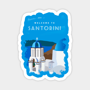 Santorini, Greece - retro travel poster Magnet