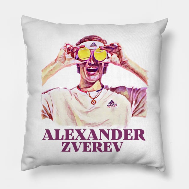 Alexander Zverev Pillow by BorodinaAlen