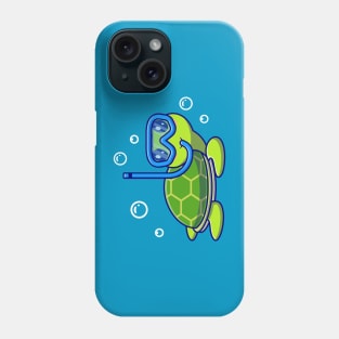 Cute Turtle Snorkeling In The Sea Cartoon Vector Icon Illustration Phone Case