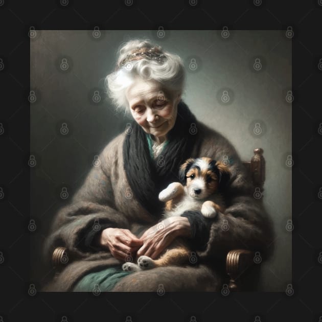 Puppy Embrace: Whistler's Mother National Puppy Day by Edd Paint Something