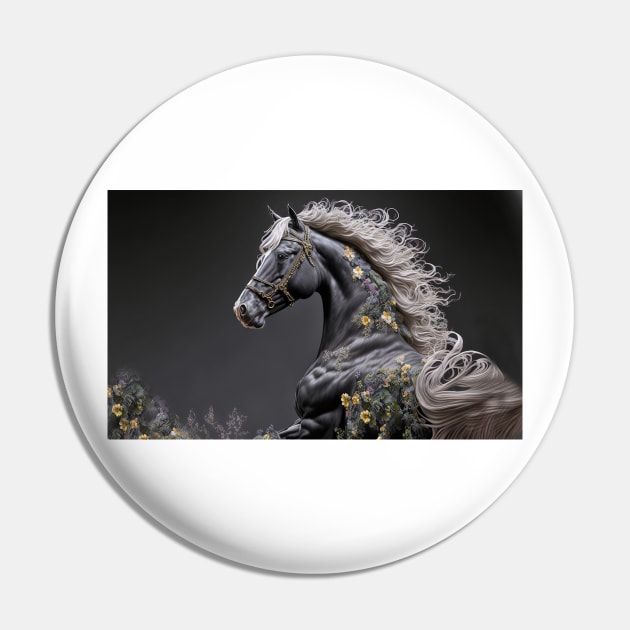 Black Horse Running Standard Mug Pin by candiscamera