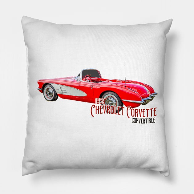 1959 Chevrolet Corvette Convertible Pillow by Gestalt Imagery