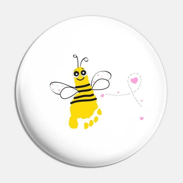 Honey bee with baby foot print and hearts Pin by GULSENGUNEL