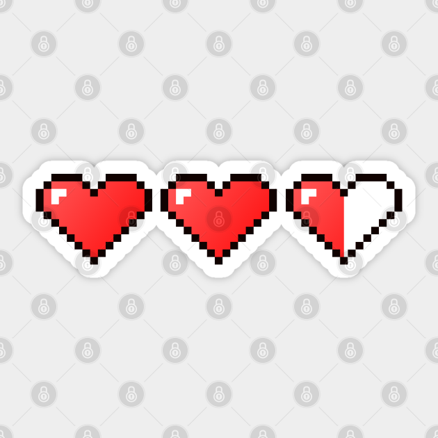 Pixelated 8-Bit Heart (v2) - 8 Bit - Sticker | TeePublic