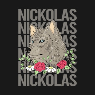 Wolf Head - Nickolas Name T-Shirt